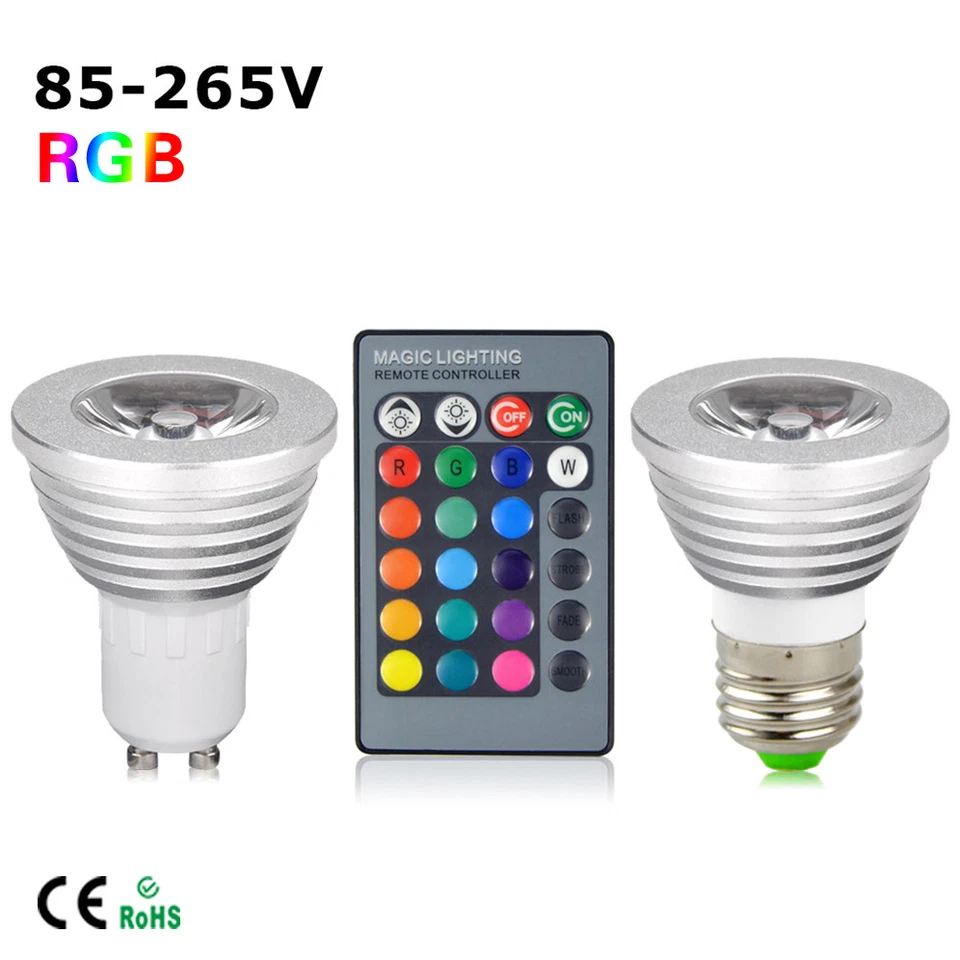 Downlight IR Remote RGB Bulb Ambient Light E14 GU10 E27 MR16 LED Spotlight - Image 4 of 4