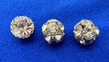 3 Vintage 1970s Rhinestone Glass Buttons 2 matching of the 3 