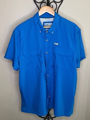 XCaster Outdoor Shirt Men's XXL Blue Vented Fishing Sports UPF+