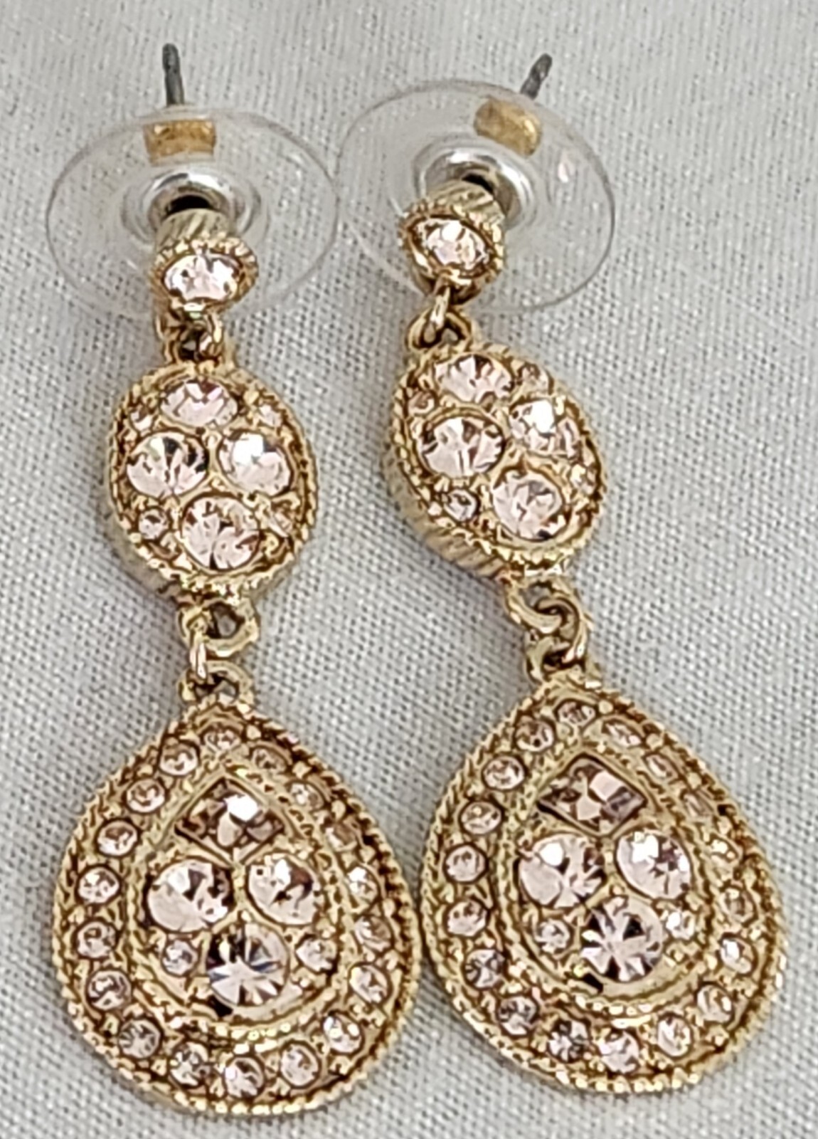 Designer GIVENCHY Signed Rhinestone TEARDROP Dang… - image 1