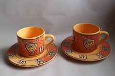 2 Tassen mit Untertassen / Kaffeetassen / Wächtersbach Pasiega, ca 6.6 cm