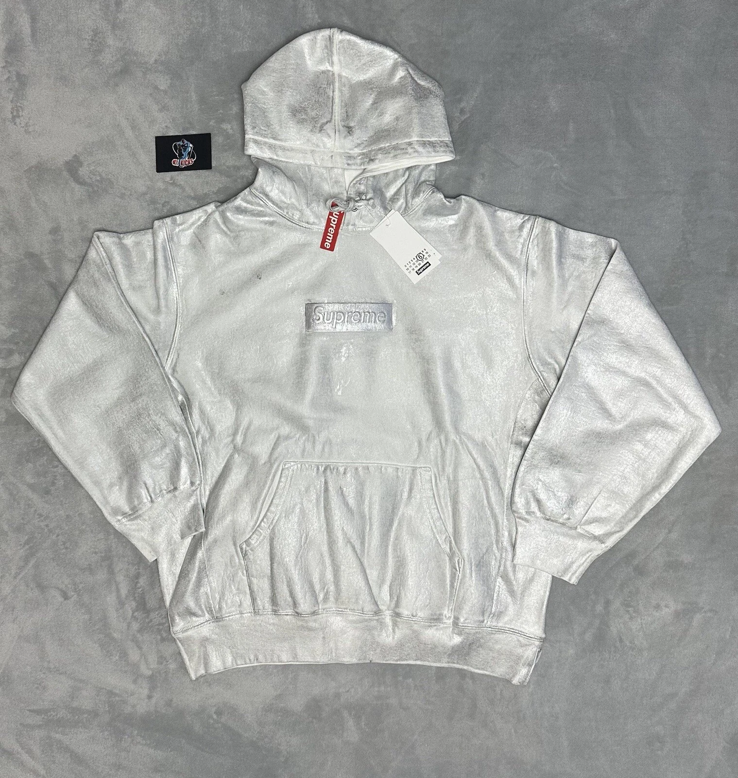 Sweat à capuche blanc Supreme MM6 Maison Margiela Foil Box Logo   Taille L