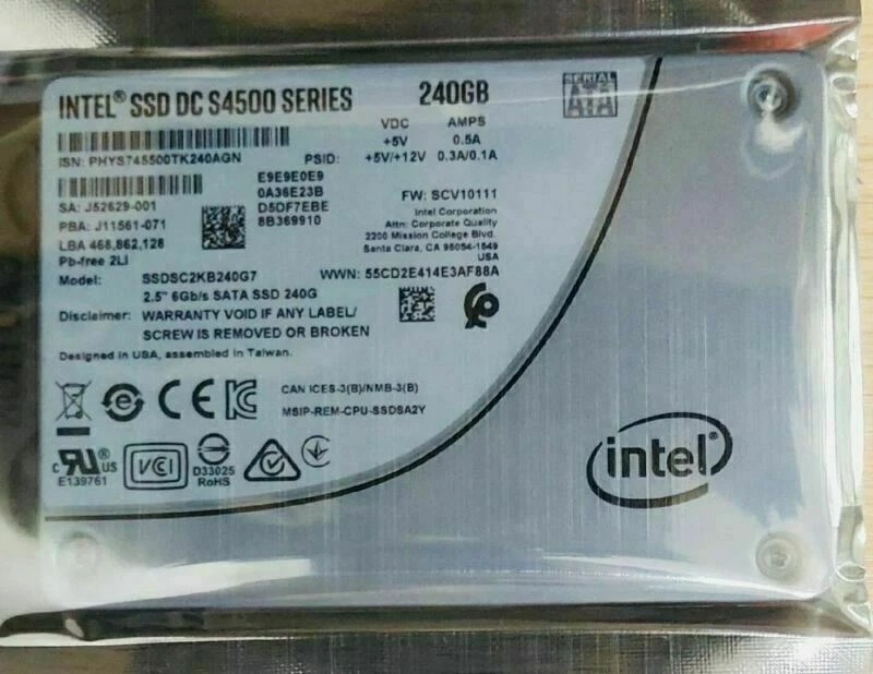 240GB Intel DC S4500 Series SSD 2.5'' SATA3 Solid State Drive SSDSC2KB240G7 Used