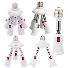 E26/E27 Light Bulb Socket Splitter Adjustable Bulbs Socket Connector with Switch