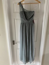 Little Mistress Prom Dress Bridesmaid Pistachio Grey Luanna One Shoulder Maxi -8