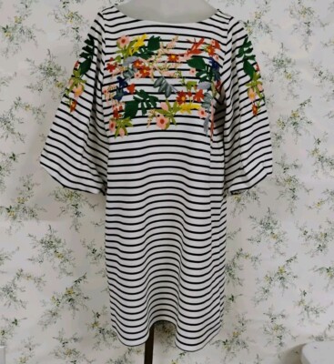 rose embroidered dress Billieblush Girls Striped Embroidered Dress in Blue main image 0
