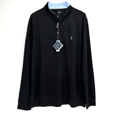 Tailorbyrd 1/4 Zip Black Solid Modal Long Sleeve Golf Casual Pullover Sz Medium