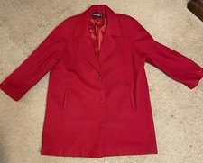 Vintage Red Wool Coat Women XL Style VI Ltd. Made In The USA Raglan Sleeves