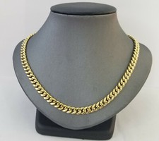 Real 14K Yellow Gold Miami Cuban Link Chain Necklace 7mm 16" 14kt Gold Box Lock