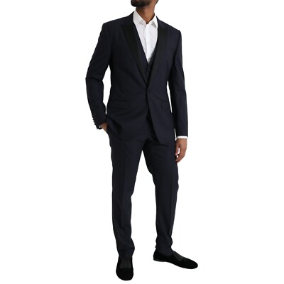 DOLCE & GABBANA Suit Dark Blue MARTINI Wool Formal 3 Piece EU50