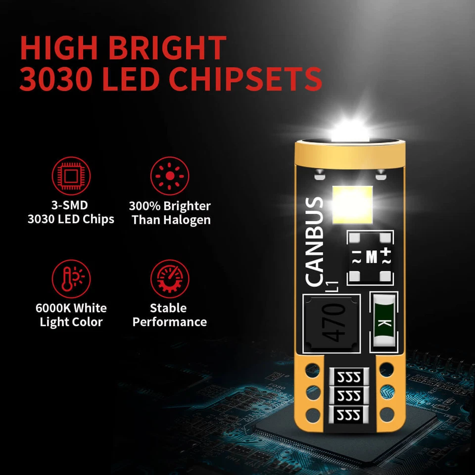 T10 LED License Plate Light Bulbs 6000K Super Bright White 168 2825 194 - Image 3 of 4