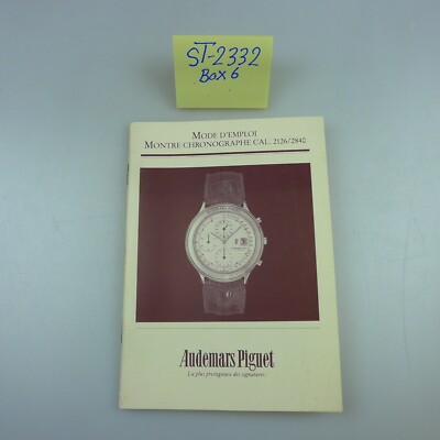 Audemars Piguet Instruction Book Mode D'Emploi Montre Chronographe Cal 2126/2840