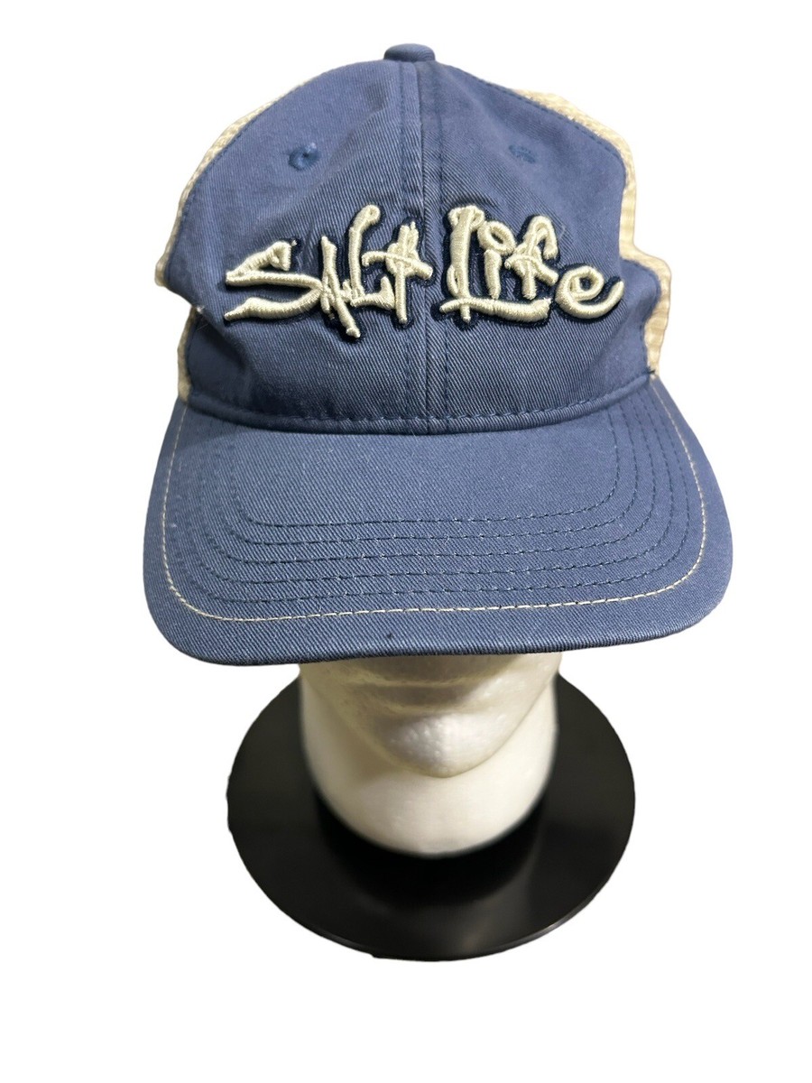Salt Life Hat Cap Snapback Adjustable Blue White Mesh Spell Out
