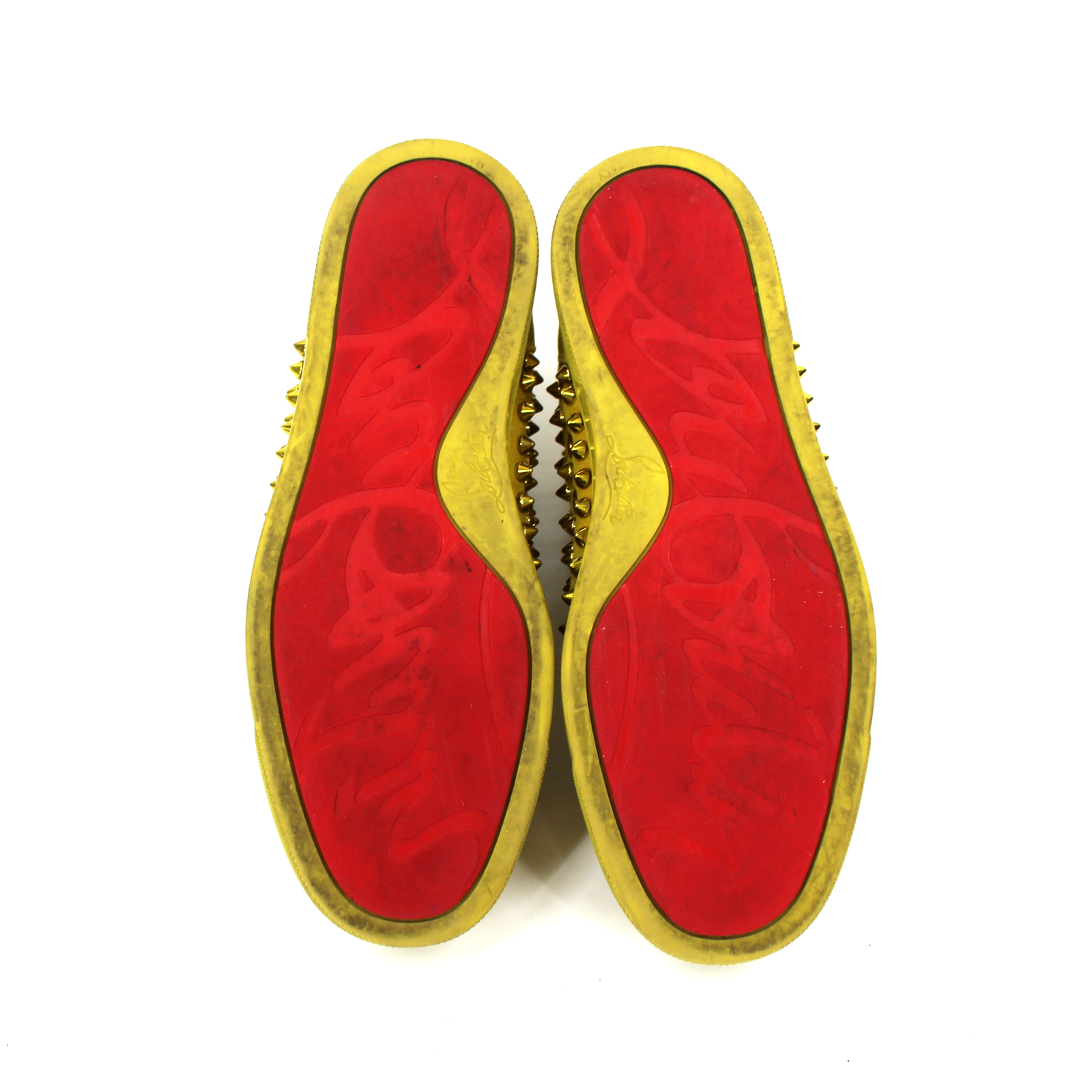 gold spike red bottoms