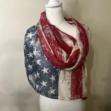 American Flag Scarf for Women  Appox 33"x 70"American Flag Shawl Patriotic USA