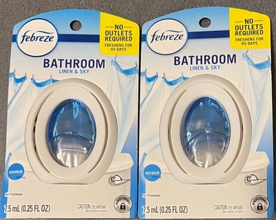 2 Pack Febreze Bathroom Linen & Sky Air Freshener 1 Count Each Lasts 45 Days