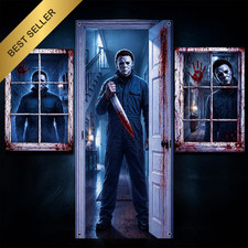 Halloween Door Cover Scary Curtain Haunted House Party Photo Backgrounds 3 Pcs
