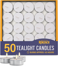 Unscented Tea Lights Candles, 50 Count 4.5 Hours Votives Small Candles, Long