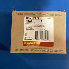 Square D HOM115PDF with combination Arc Fault and ground protection 15 Amp