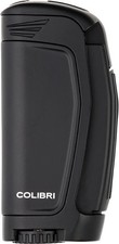 COLIBRI *E3* 3 FLAME JET CIGAR LIGHTER / BLACK-BLACK w. FUEL WINDOW