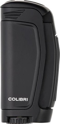COLIBRI *E3* 3 FLAME JET CIGAR LIGHTER / BLACK-BLACK w. FUEL WINDOW