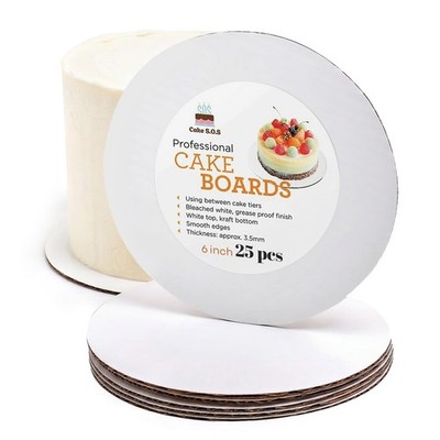 6 inch White Round Coated Cakeboard, Waxed Greaseproof, Disposable Cake Circl...