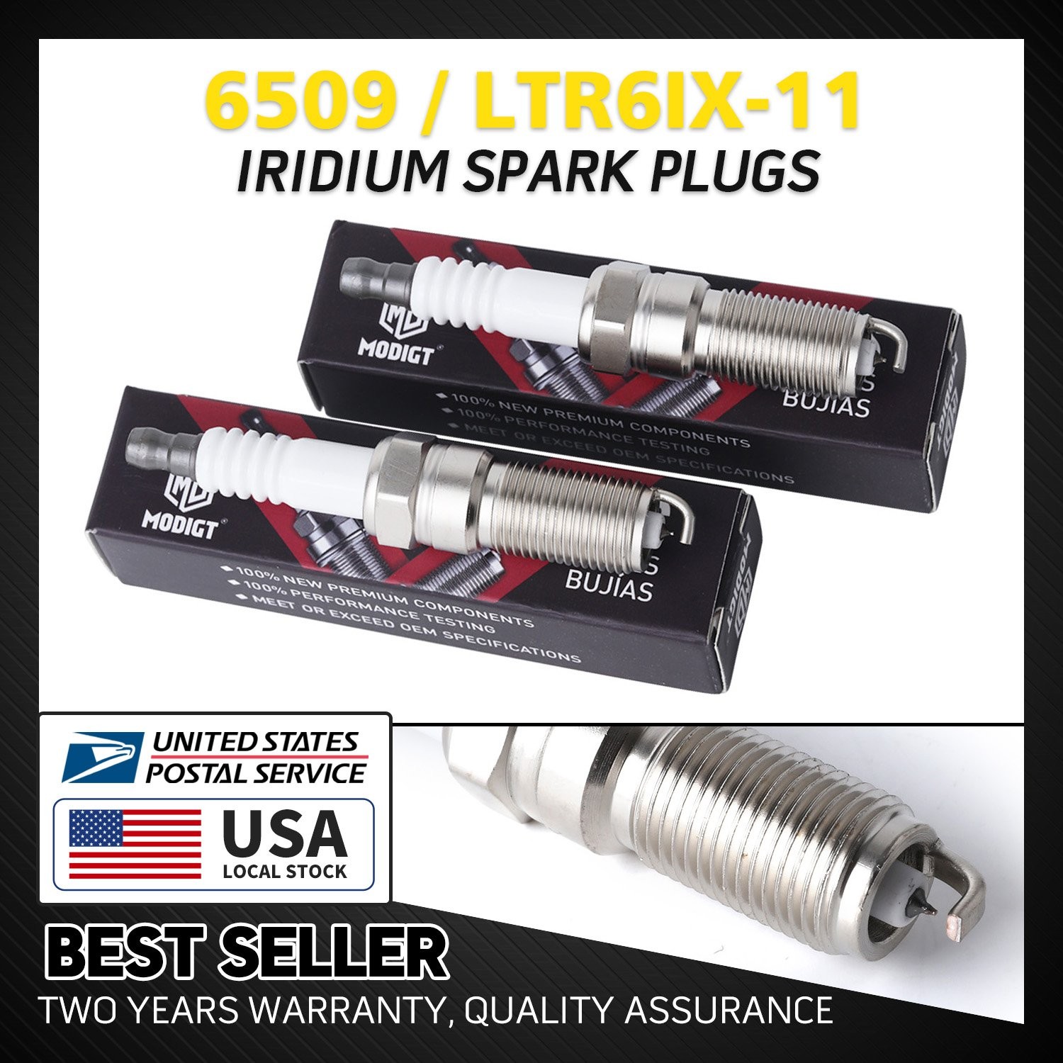 2Pcs Brand New For NGK 6509/LTR6IX-11 Durable Iridium Spark Plugs OEM Quality