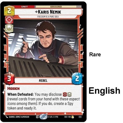 Star Wars Unlimited Karis Nemik Rare Card Secrets Of Power NEW PACK FRESH