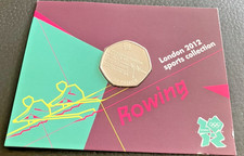 REDUCED - London 2012 Royal Mint Olympic ROWING 50p coin ON CARD BUNC