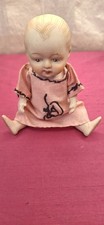 Antique All Bisque 5" Toddler Doll With Strung Arms & Legs Made In Japan