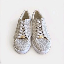 Michael Kors MK Keaton Logo Trainers UK 6 Vanilla/Cream Lace Up Sneakers MK24