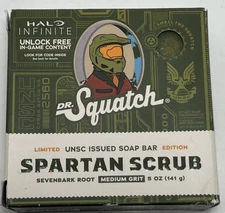 Dr Squatch Spartan Scrub Soap Bar Xbox Halo Infinite Edition, 5oz, Medium Grit