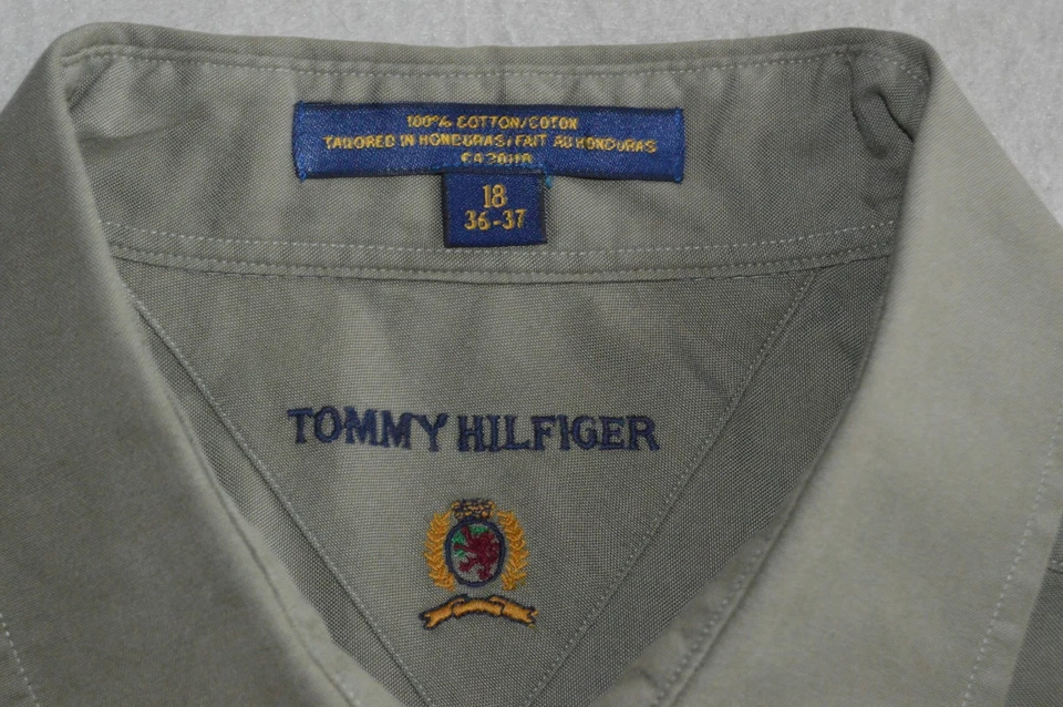 Tommy Hilfiger Green Cotton  18 36/37 Button Up Dress Shirt - Image 3 of 4