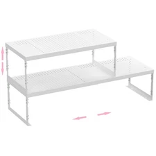 Stackable Expandable Metal Shelf Organizer - Adjustable Wire Storage Rack wit...