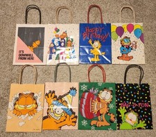 Lot of 8 10x8 Various Vintage Garfield Gift Bags