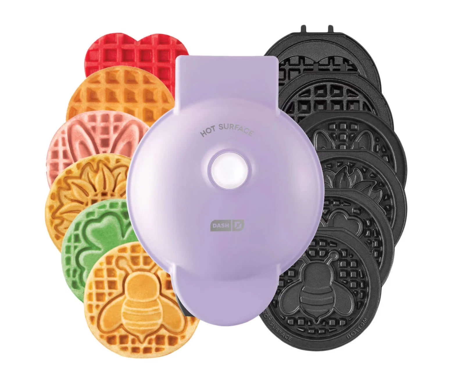 Dash Multi Plate Mini Waffle Maker 7 Removable Plates Holiday Designs Bunny Bee