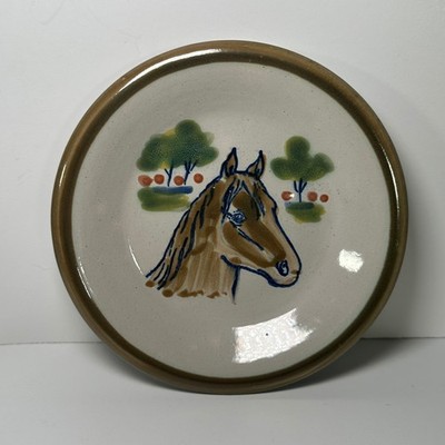 Vintage 1981 Kentucky Derby Horse Stoneware Plate Hand Painted Made in USA