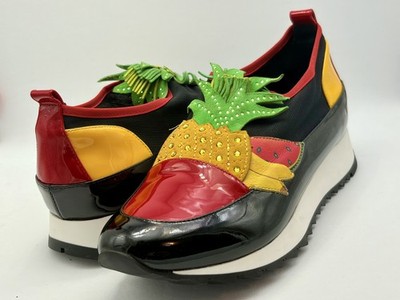 LORIBLU Italy Luxury Fruit Motif Sneakers Pineapple Strawberry Women's 35 US 5