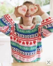 Hanna Andersson Valentine Hearts Loved Sweater US 12 150cm Girls XOXO