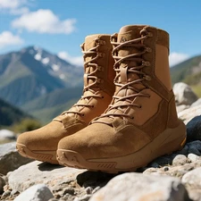 Men Tactical Military Combat Work Boots Side Zipper Lightweight Coyote Size 7-14