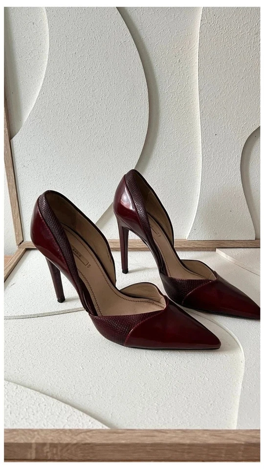 escarpins bordeaux zara basic collection 37 talons aiguilles #sebat07 - Photo 3/4