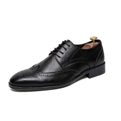 Lace-up Leather Shoes Men's Carved Brogues Men's Formal Business Pointed Shoes