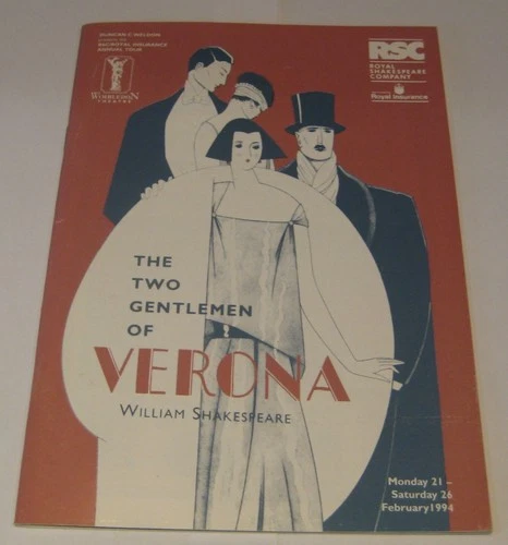 RSC. THE TWO GENTLEMEN OF VERONA. WIMBLEDON THEATRE. 1994 PROGRAMME.