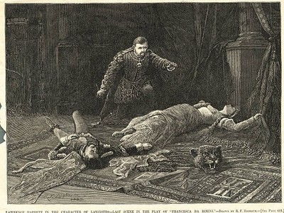 Lawrence Barrett in character of Lanciotto in last scene in play o- Old Photo