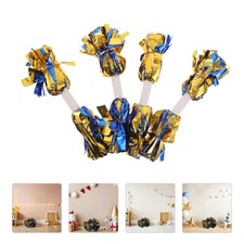 4 Pcs Kids Pom Poms Cheerleading Cheerleader Pompoms with Baton Handle
