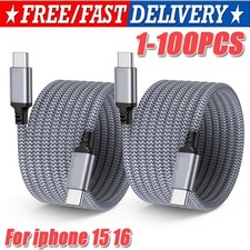 60W USB-C to USB-C Cable Fast Charger lot PD Nylon Cord iPhone 16 15 Pro Samsung