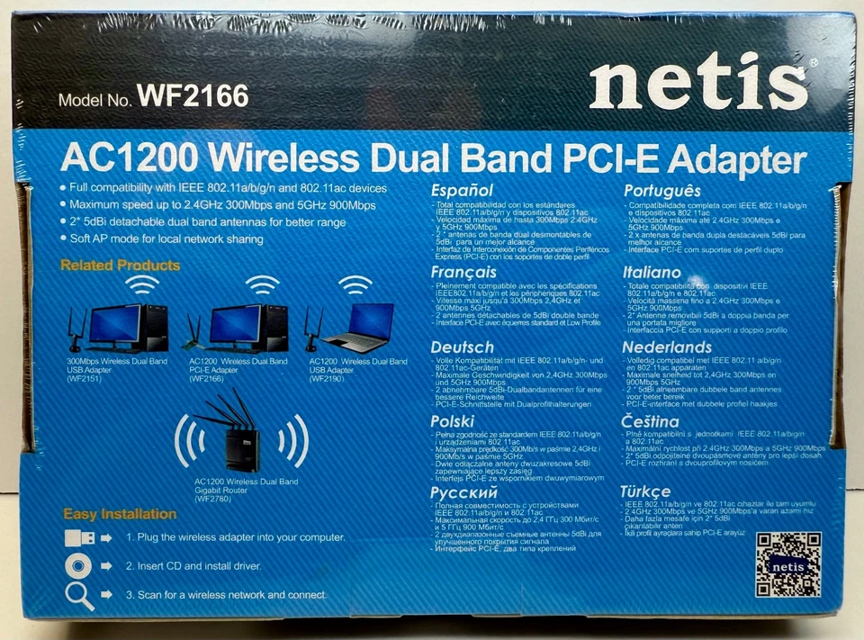 Netis AC1200 Wireless Dual Band PCI-E Adapter Model WF2166 5GHz/2.4 GHz - Image 2 of 4