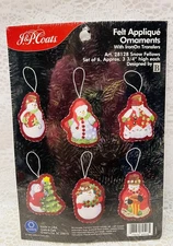 Vintage 1998 J & P Coats Felt Ornaments Kit Snow Fellows #28128