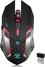 VEGCOO Wireless Gaming Mouse, C8 Silent Click Wireless Rechargeable Mouse with C