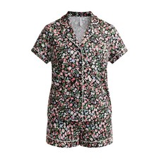 Joyspun Notch Collar Shorty Pj Set Black Floral Size 3X